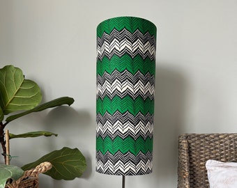 Single-sided lampshade - 48cm tall, 20cm diameter cylinder with  Ankara “Ziggy” fabric