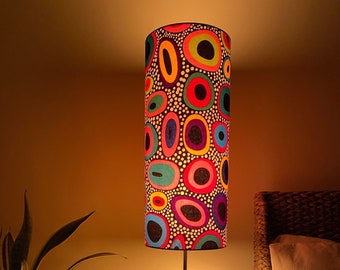 Single-sided lampshade - 48cm tall, 20cm diameter cylinder with  Ankara “In The Spotlight” fabric