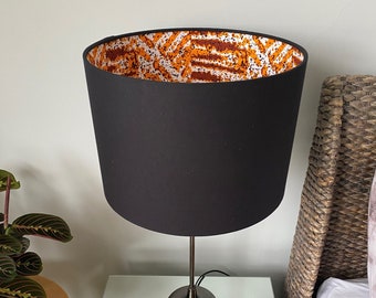 Double-sided lampshade - 30cm diameter black fabric "The Right Path" lampshade