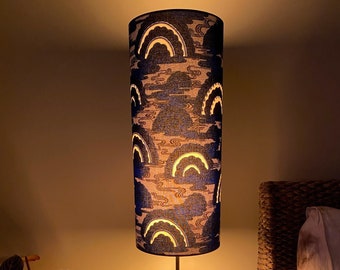 Single-sided lampshade - 48cm tall, 20cm diameter cylinder with  Ankara “Bridge Over Troubled Waters” fabric