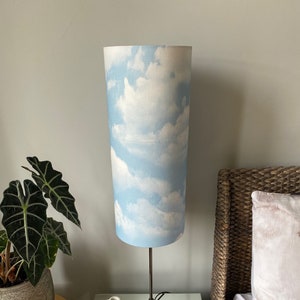 Single-sided lampshade - 48cm tall, 20cm diameter cylinder with  100% cotton “Cloud” fabric