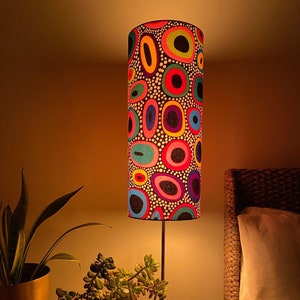 Single-sided lampshade - 48cm tall, 20cm diameter cylinder with  Ankara “In The Spotlight” fabric
