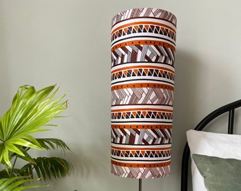 Single-sided lampshade - 48cm tall, 20cm diameter cylinder with  Ankara print fabric