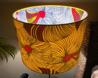 Double-sided lampshade - 30cm diameter ‘Shake a Tail Feather’ ankara print shade