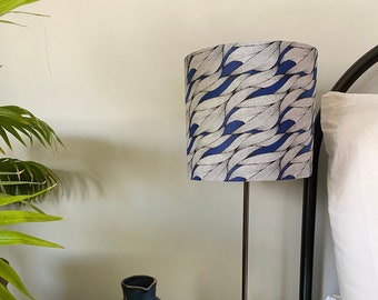 Single-sided lampshade - 20cm diameter with white ‘Wave’ Ankara print fabric