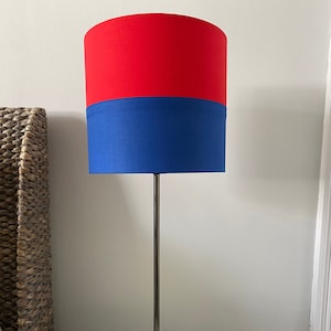 Single-sided &#39;Crystal Palace FC&#39; football lampshade - 20cm diameter with red & blue cotton fabric