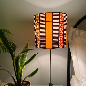 Single-sided lampshade - 20cm diameter with orange Ankara graphic print fabric