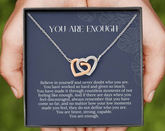 You Are Enough Necklace | Affirmation Necklace | Encouragement Gift | Motivational Gift | Affirmation Necklace, Inspirational Gifts