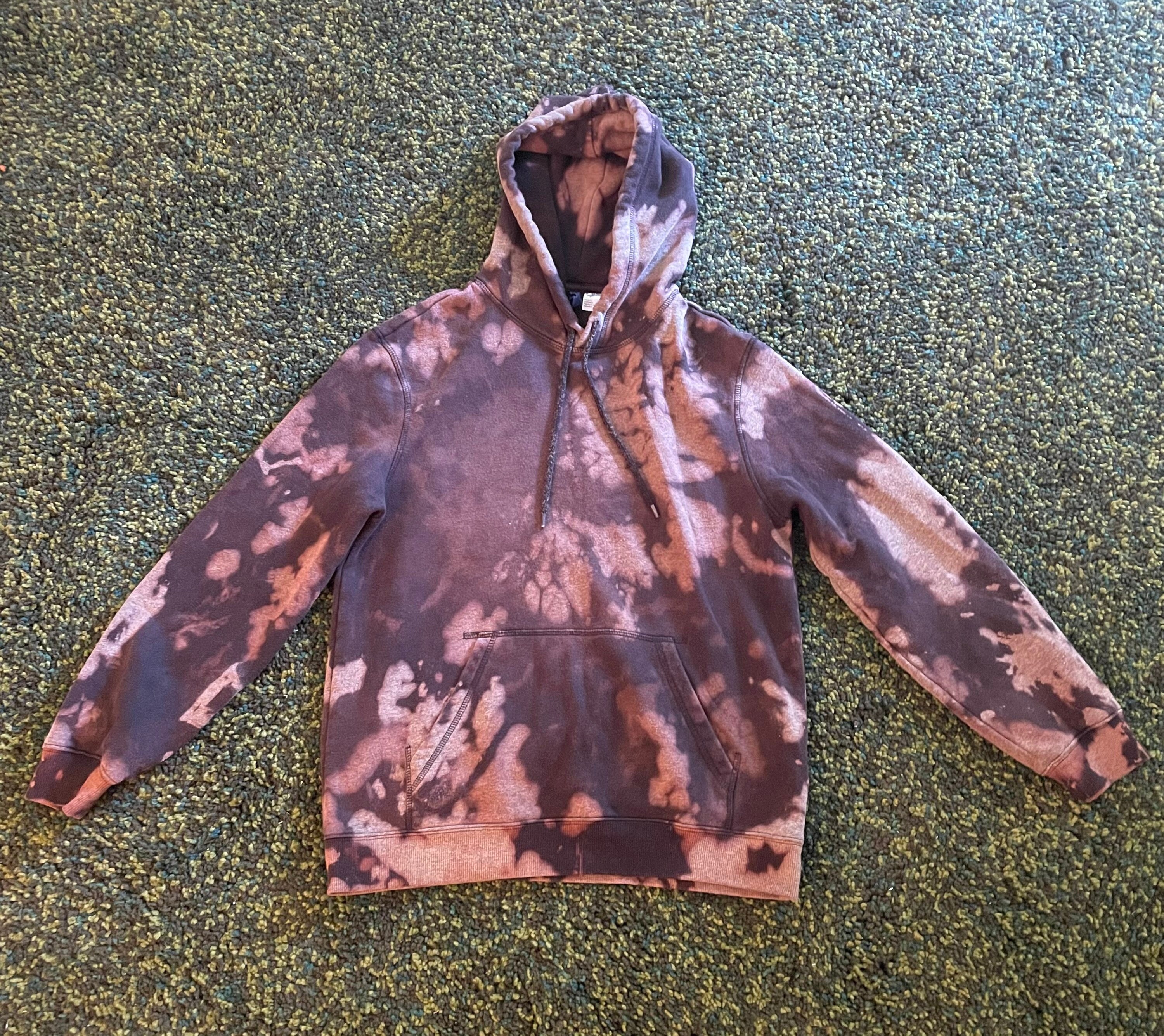 Bleached dye relaxed fit pullover hoodie Etsy