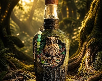 Handmade longneck Owl Flask, Renaissance Faire Accessory, Pirate, Cthulhu, Fantasy, Dragon, Owl