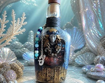 Handmade longneck Sea Maiden, Mermaid Flask, Renaissance Faire Accessory, Pirate, Cthulhu