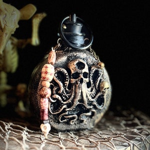 Handmade Pirate Flask with Kraken and Holster