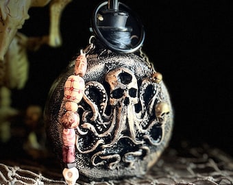 Handmade Pirate Flask with Kraken and Holster