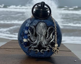 Handmade Kraken Octopus Flask with Holster, Pirate Rum Whiskey Flask
