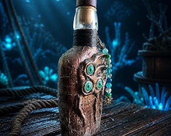 Handmade longneck Eyes of the Beast Flask, Renaissance Faire Accessory, Pirate, Cthulhu, Fantasy, Dragon