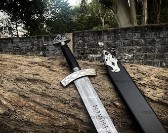 Hand Forged Damascus Steel Northmen Viking Sword, Medieval Sword