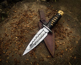 ARKANSAS Toothpick High Carbon Steel Dagger | Medieval Style Dagger with Wooden Leather Wrapped Handle and Leather Sheath | Gift for Him