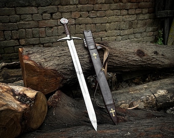The Accolade Sword of Knights Templar Handmade Display Sword with Scabbard – Medieval Crusader Decorative Collectible