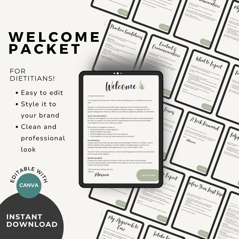 Client Welcome Packet Template for Dietitians | Intake & Onboarding ...