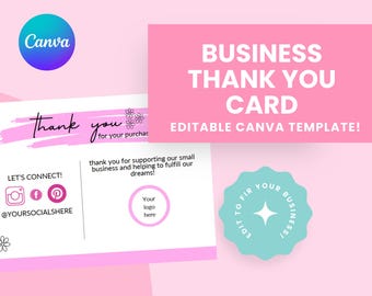Thank You Card, DIY Marketing Cards Template Design, Thank You For Order Packaging Card, Package Insert Thank You Cards, Small Business Card