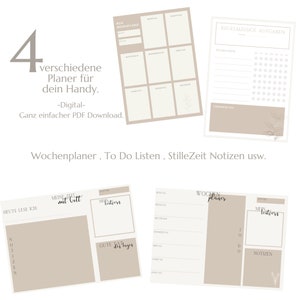 4 digital planners for download, weekly plan, task lists, to-do list, quiet time