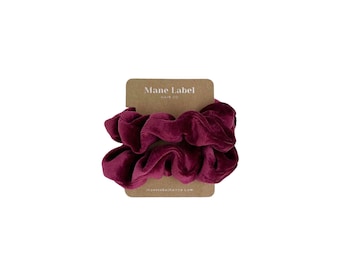Velour Scrunchies / cotton velour / soft / Made in USA / Plum