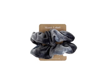 Velour Scrunchies / Gray tie dye / cotton velour / soft / Made in USA