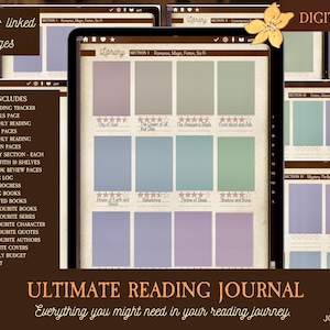 Digital Reading Journal for book lovers | Digital book journal | Reading planner with reading tracker, book log,book review