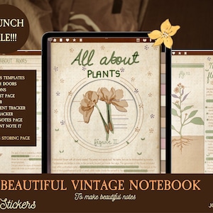 Goodnotes notebook with hyperlinked tabs for iPad | Digital notebook for Goodnotes, Notability, Xodo, Noteshelf in beautiful Vintage theme