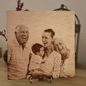 Houten portret, verbrande houtfoto, foto op hout, houtgestookt portret, houten familieportret, verjaardagscadeau, huwelijksgeschenk, cadeau