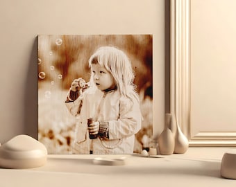 Personalized Children Photo on Wood - Unique Gift for Mom Customizable Christmas Gift