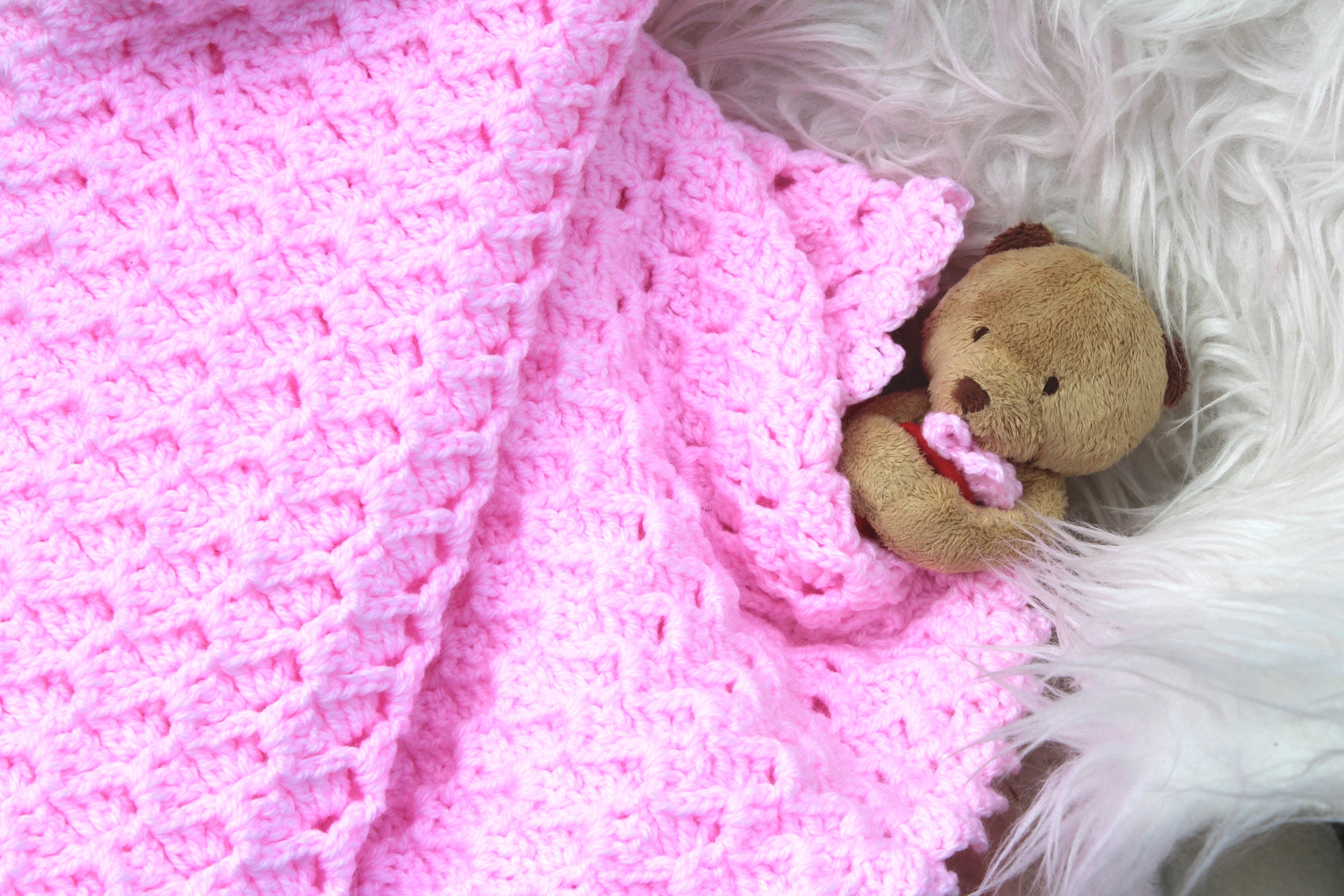 Crochet Baby Blanket Handmade Pink Colour Etsy UK