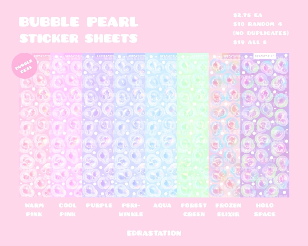 Pearl Sticker Paper Bubble Pearls Sticker Sheet Cute Stickers Toploader Sticker Sheet Polco ...