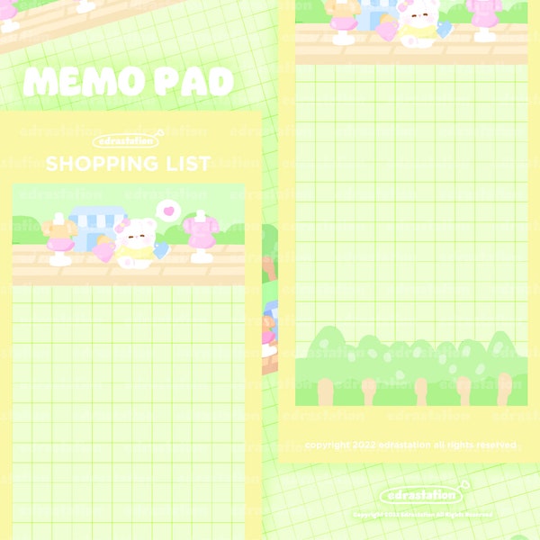 Shopping list Memo pad | kawaii stationery | notepad | journal memo | diary deco | cute art | cute memo pad