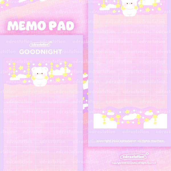 Goodnight Memo pad | kawaii stationery | notepad | journal memo | diary deco | cute art | cute memo pad