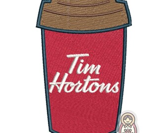 Tim Hortons Inspired Coffee Cup Machine Embroidery Design Digital Download File 4x4 5x7 DIY