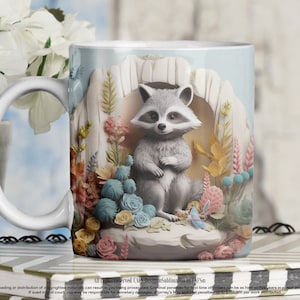 3d raccoon mug