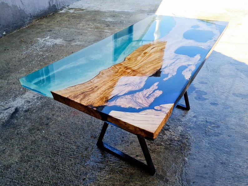 Epoxy Resin Desk Epoxy Ocean Table Live Edge Epoxy Ocean Etsy