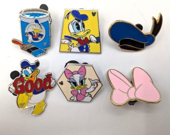 Donald and Daisy Disney Enamel Trading Pins, Set of 6