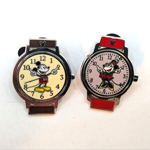 Pair of vintage unisex Disney watches & lapel pin Disney Character Wrist Watch Pins Collection 5 Specific Park  main image 3