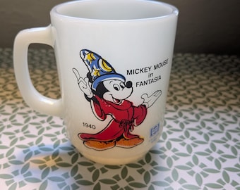 Mug vintage Mickey Mouse en verre de lait : Fantasia Sorcerer's Apprentice, Pepsi Collector Series
