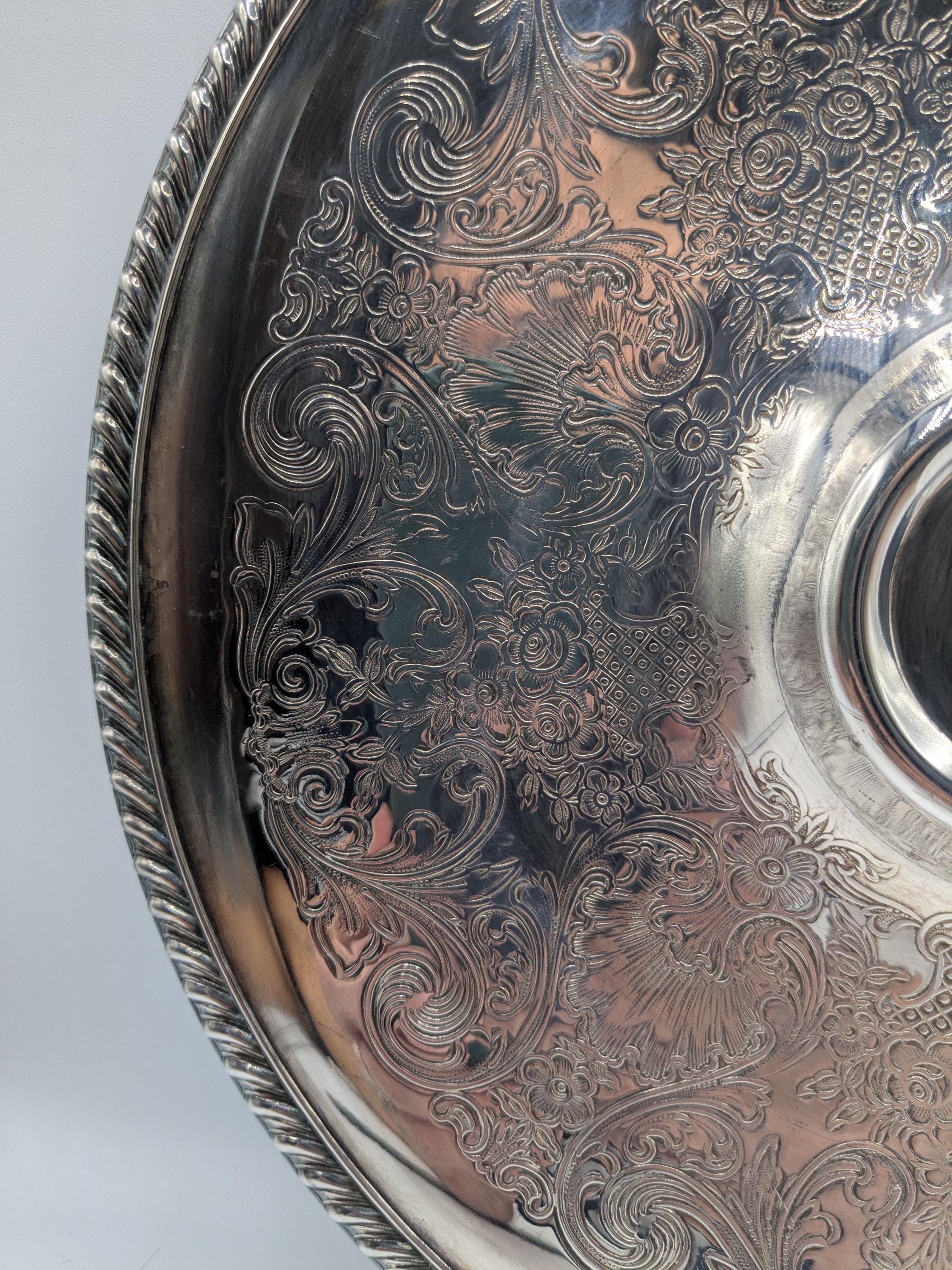 Vintage WM Rogers 866 Genuine Silver Plated Etched Filigree