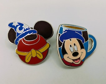 Fantasia Sorcerer's Apprentice Disney Enamel Trading Pins, Set of 2
