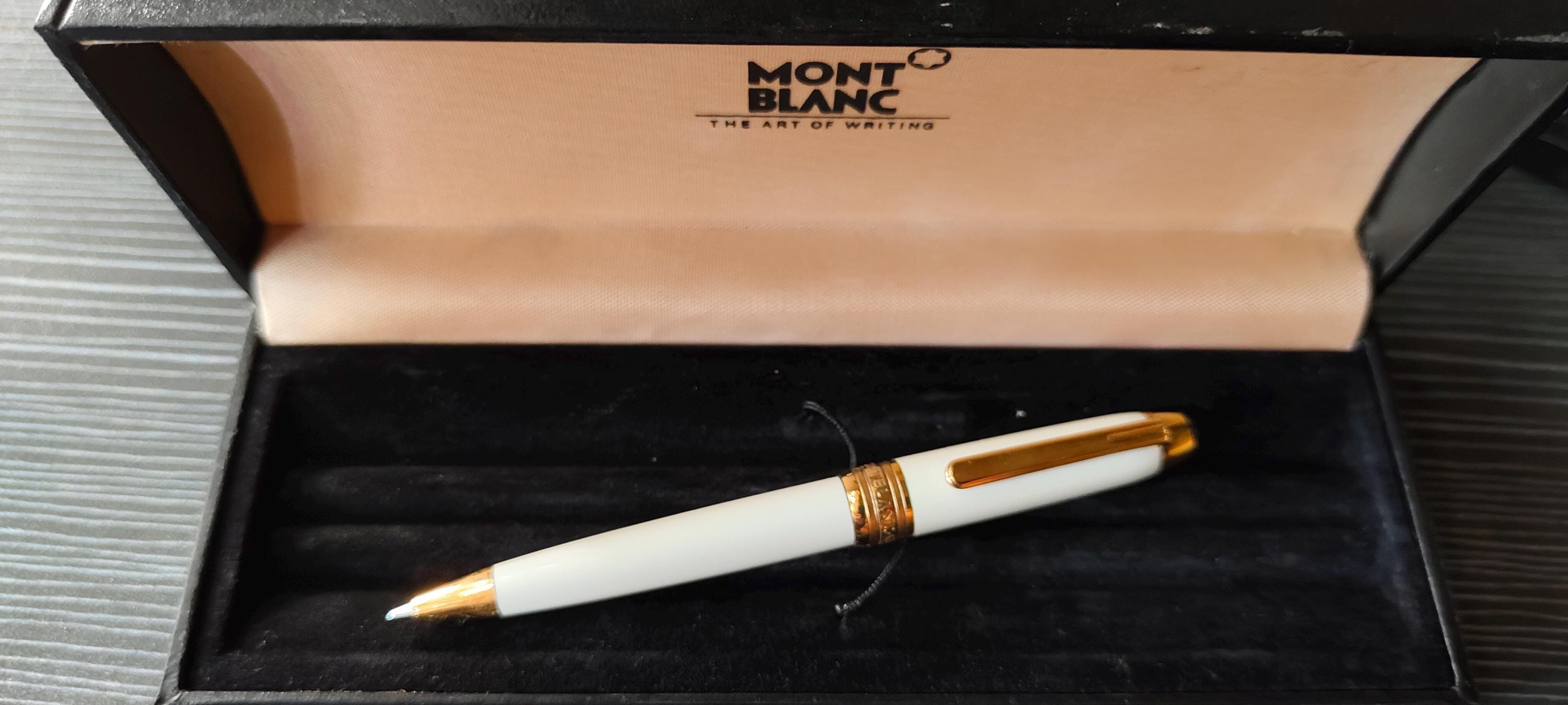 BP002 Authentic montblanc white tribute to the mont blanc chopin red gold trim ballpoint pen