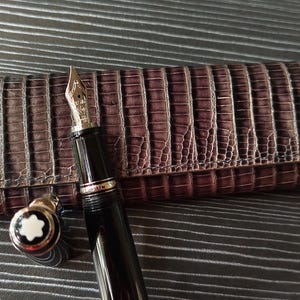 FP012 Penna stilografica Montblanc Boheme autentica con pennino M 18K 750 e custodia in pelle di lucertola