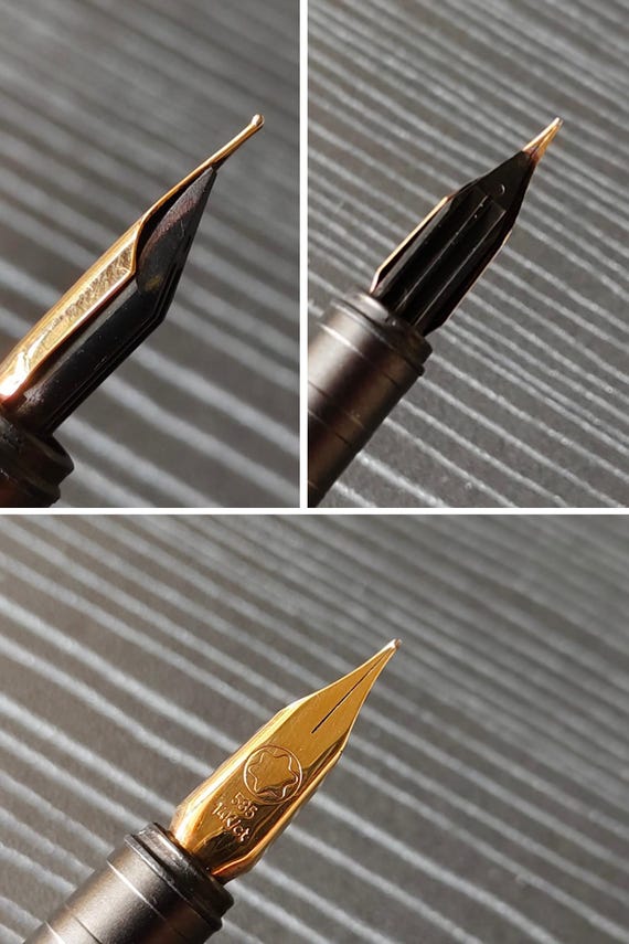 本物のヴィンテージ モンブラン チタン ノブレス 14K 585 F ペン先