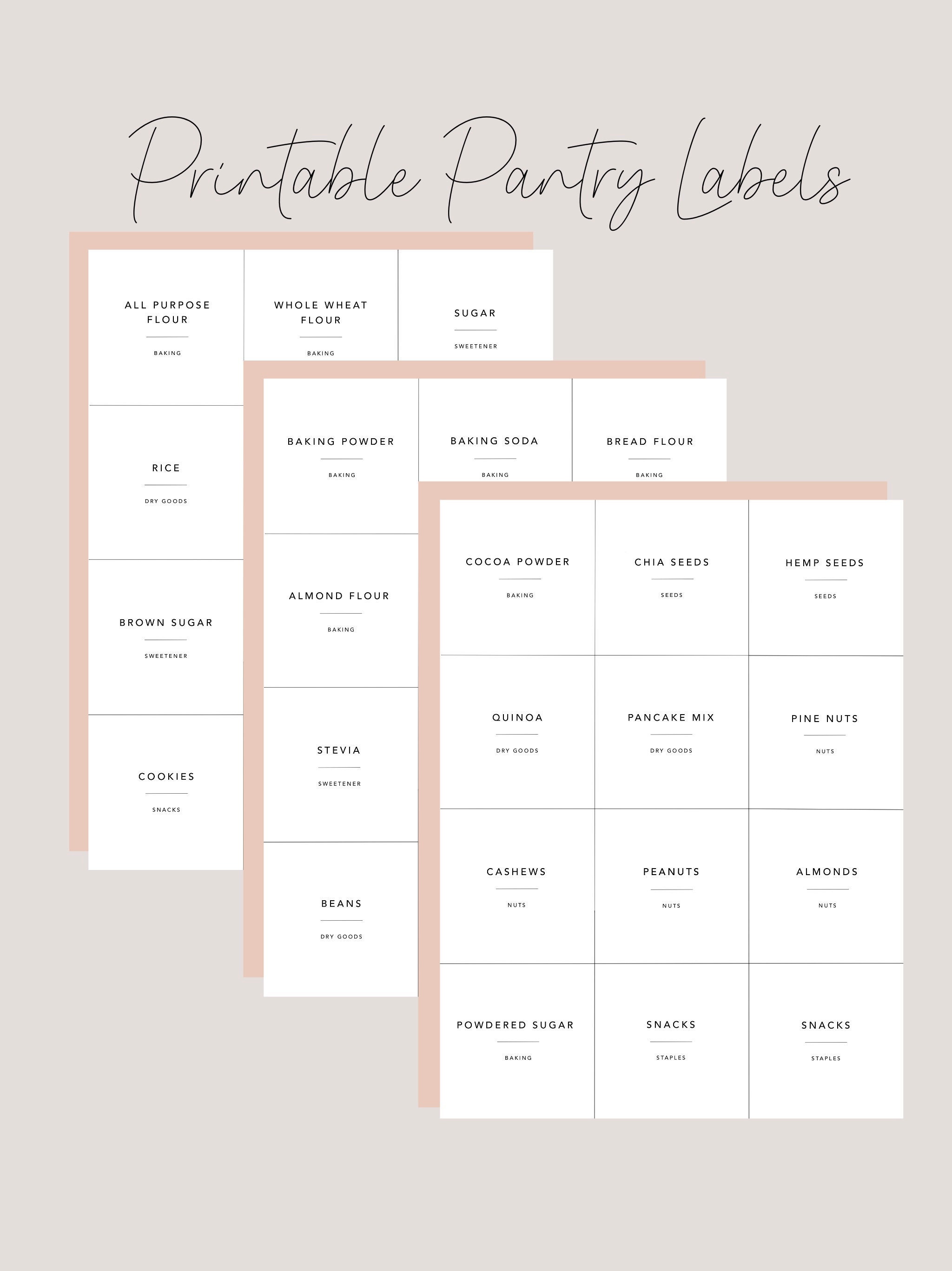 Printable Minimalist Pantry Labels INSTANT DOWNLOAD PDF | Etsy
