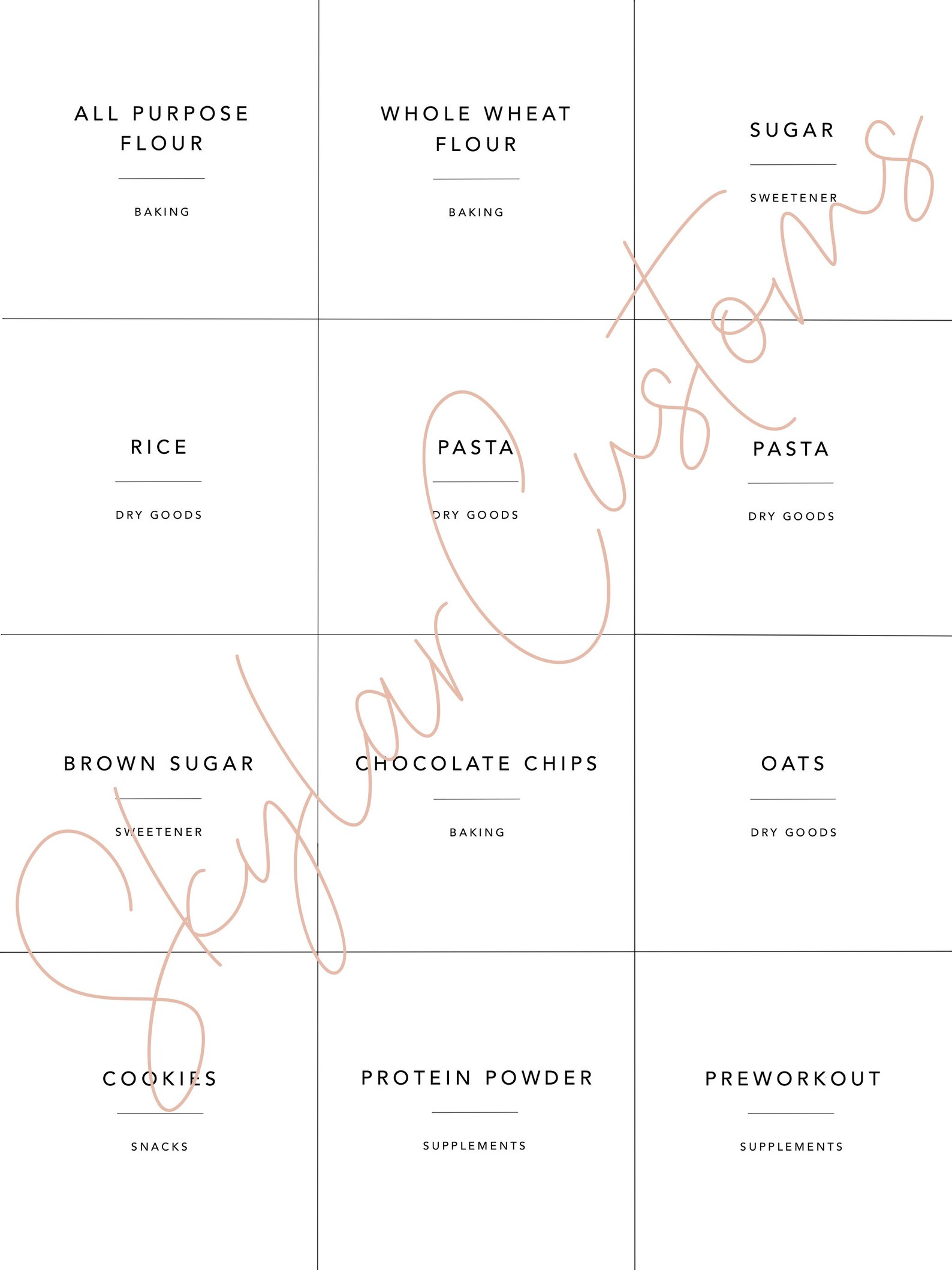 Printable Minimalist Pantry Labels INSTANT DOWNLOAD PDF Etsy