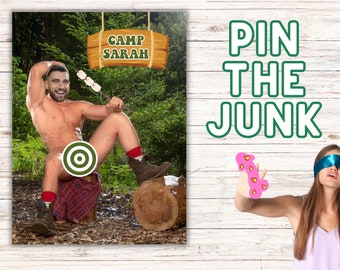 Pin the Junk on the Hunk,Pin the Pecker, Bachelorette Party Game, Camp Bachelorette, Last Trail Before the Veil, Pin the Junk Party Game