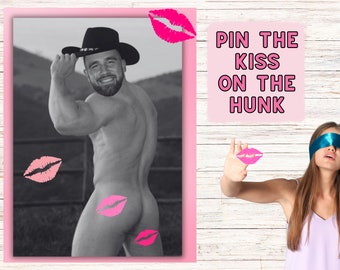 Pin the Junk on the Hunk,Pin the Pecker,Bachelorette Party Game,Hen Party,Pin the KISS Party Game for Girls Night,Pin the Tail,DIGITAL FILE